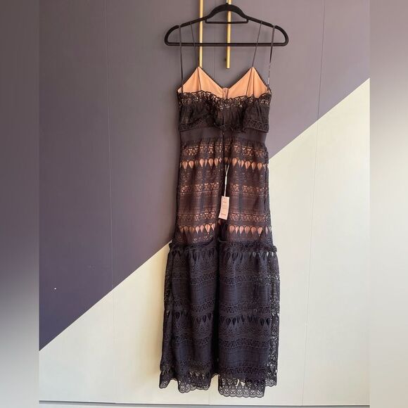 NWT Self Portrait Black Teardrop Guipure Lace Maxi Dress Sz 6 (Runs small!) - Picture 3 of 16